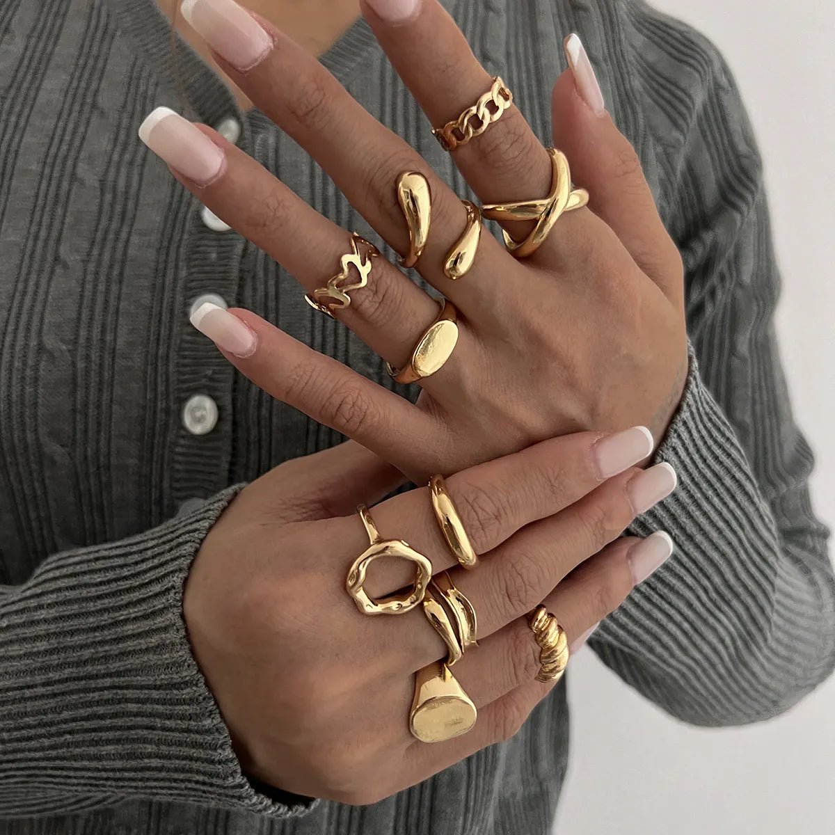 10 - Piece Alloy Geometric Ring – travel - inspired by Aroundtheworldinarush