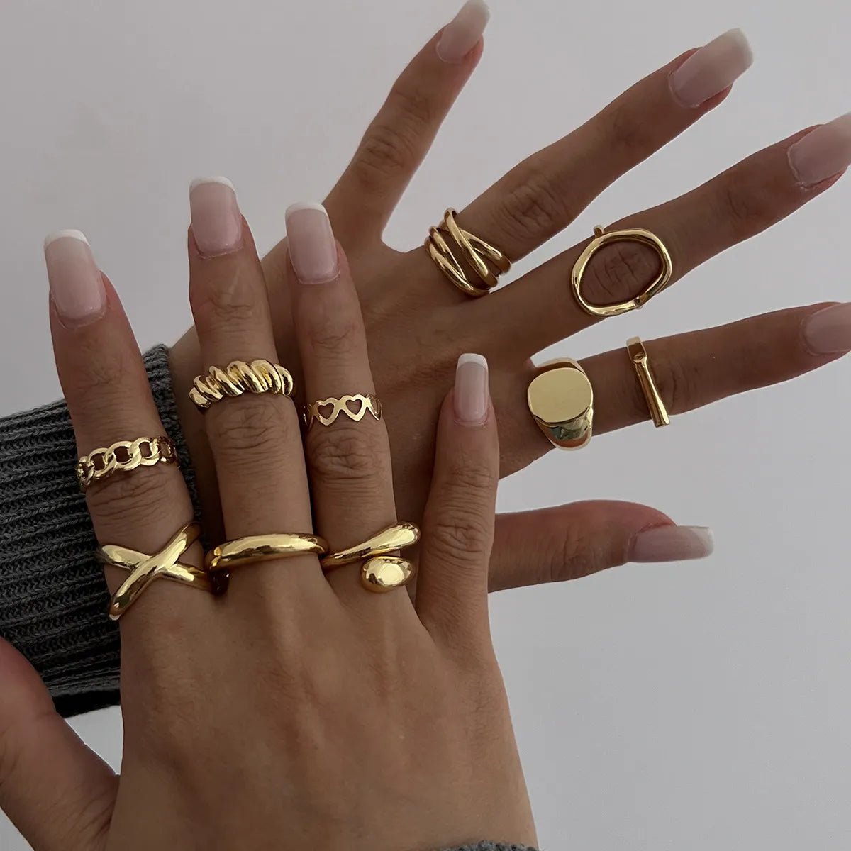 10 - Piece Alloy Geometric Ring – travel - inspired by Aroundtheworldinarush