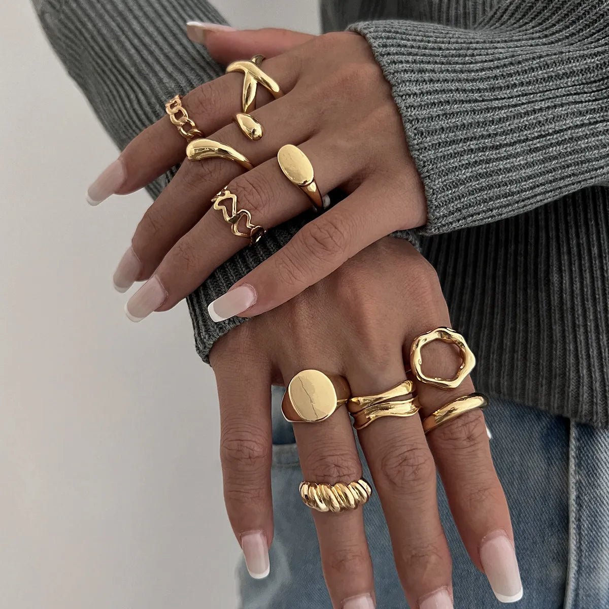 10 - Piece Alloy Geometric Ring – travel - inspired by Aroundtheworldinarush
