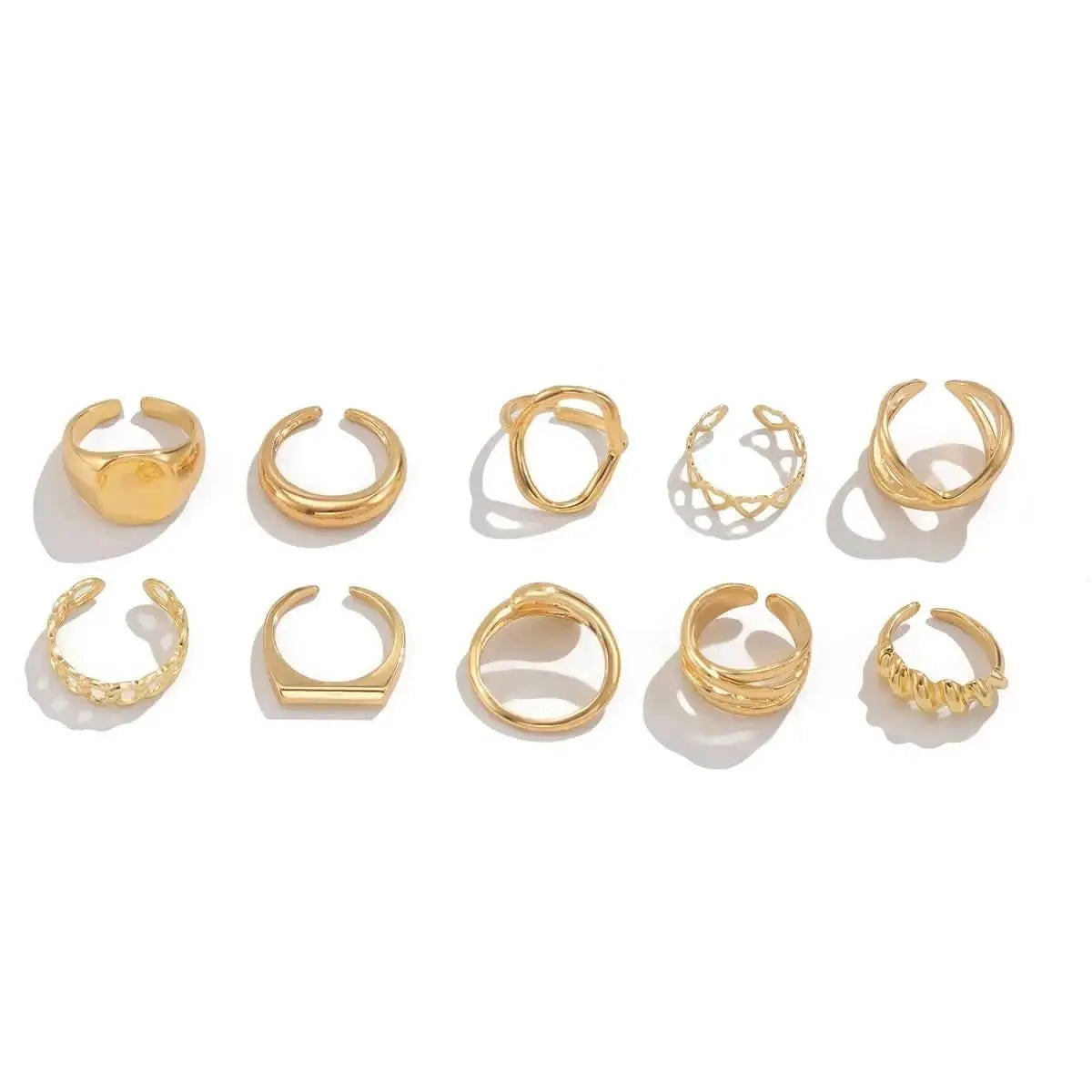 10 - Piece Alloy Geometric Ring – travel - inspired by Aroundtheworldinarush