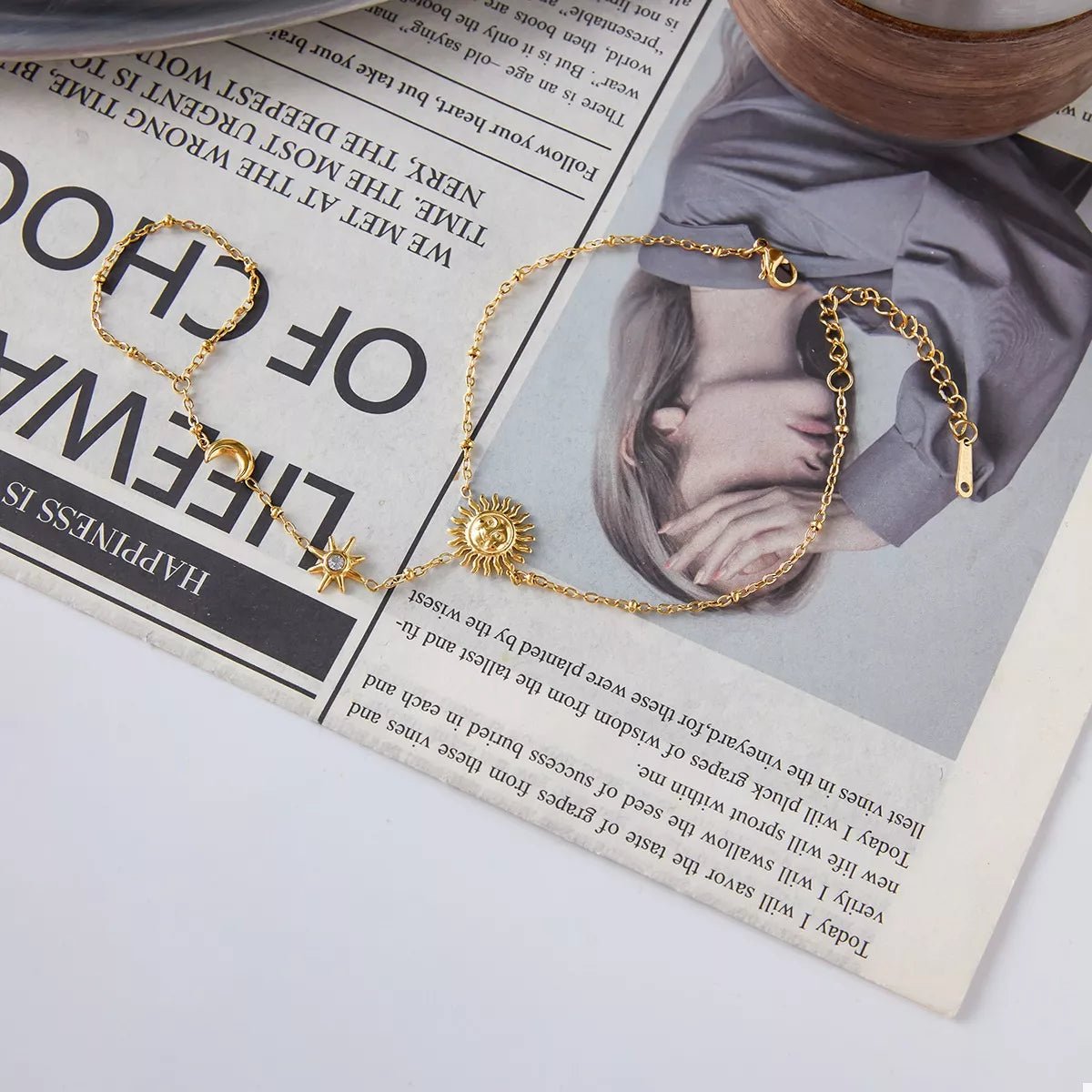 18K Gold - Plated Chain Sun Bracelet – travel - inspired by Aroundtheworldinarush