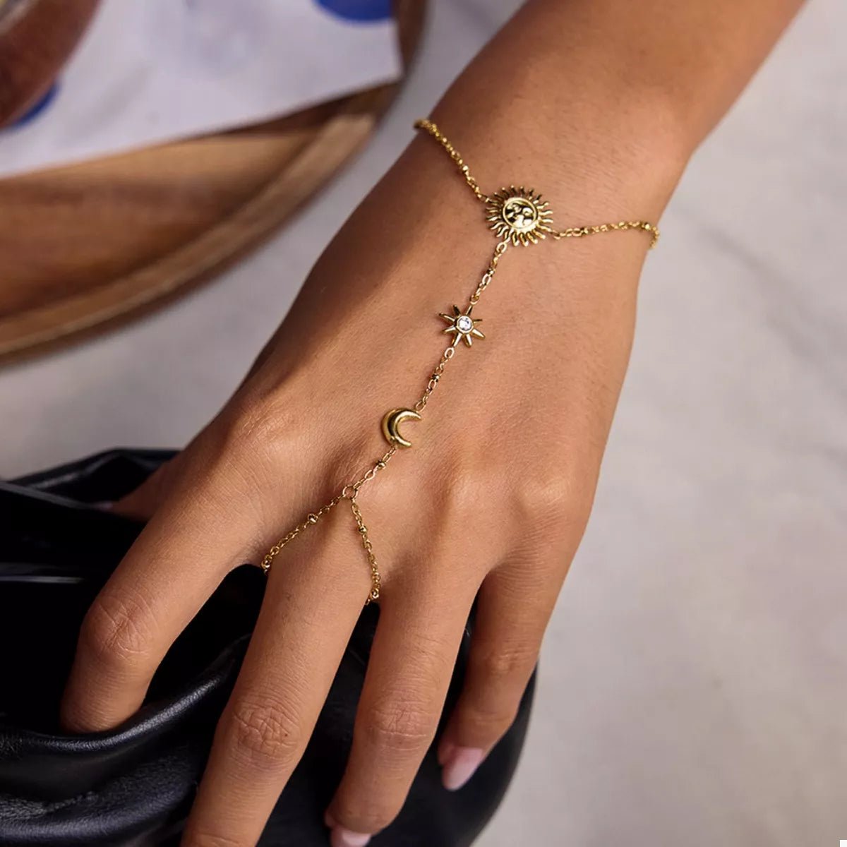18K Gold - Plated Chain Sun Bracelet – travel - inspired by Aroundtheworldinarush