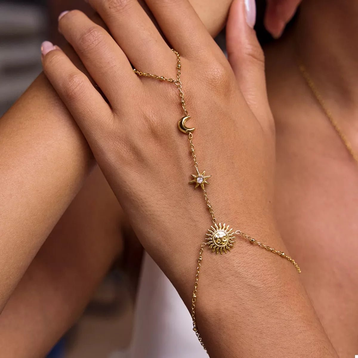 18K Gold - Plated Chain Sun Bracelet – travel - inspired by Aroundtheworldinarush