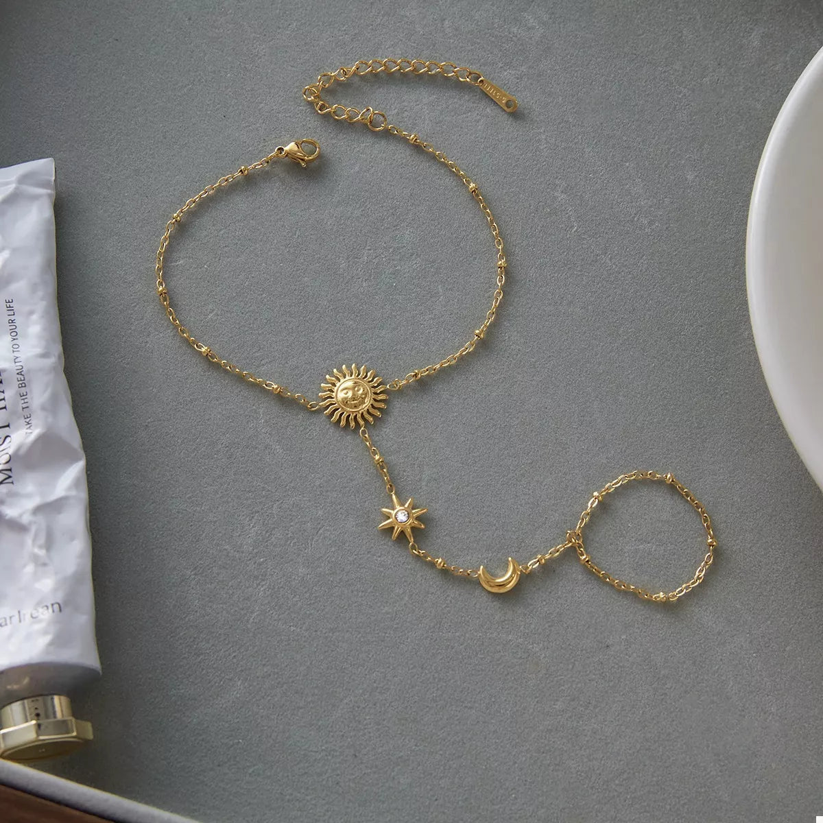 18K Gold - Plated Chain Sun Bracelet – travel - inspired by Aroundtheworldinarush