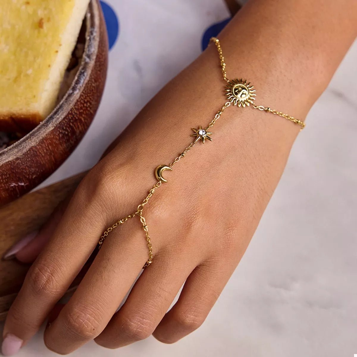 18K Gold - Plated Chain Sun Bracelet – travel - inspired by Aroundtheworldinarush