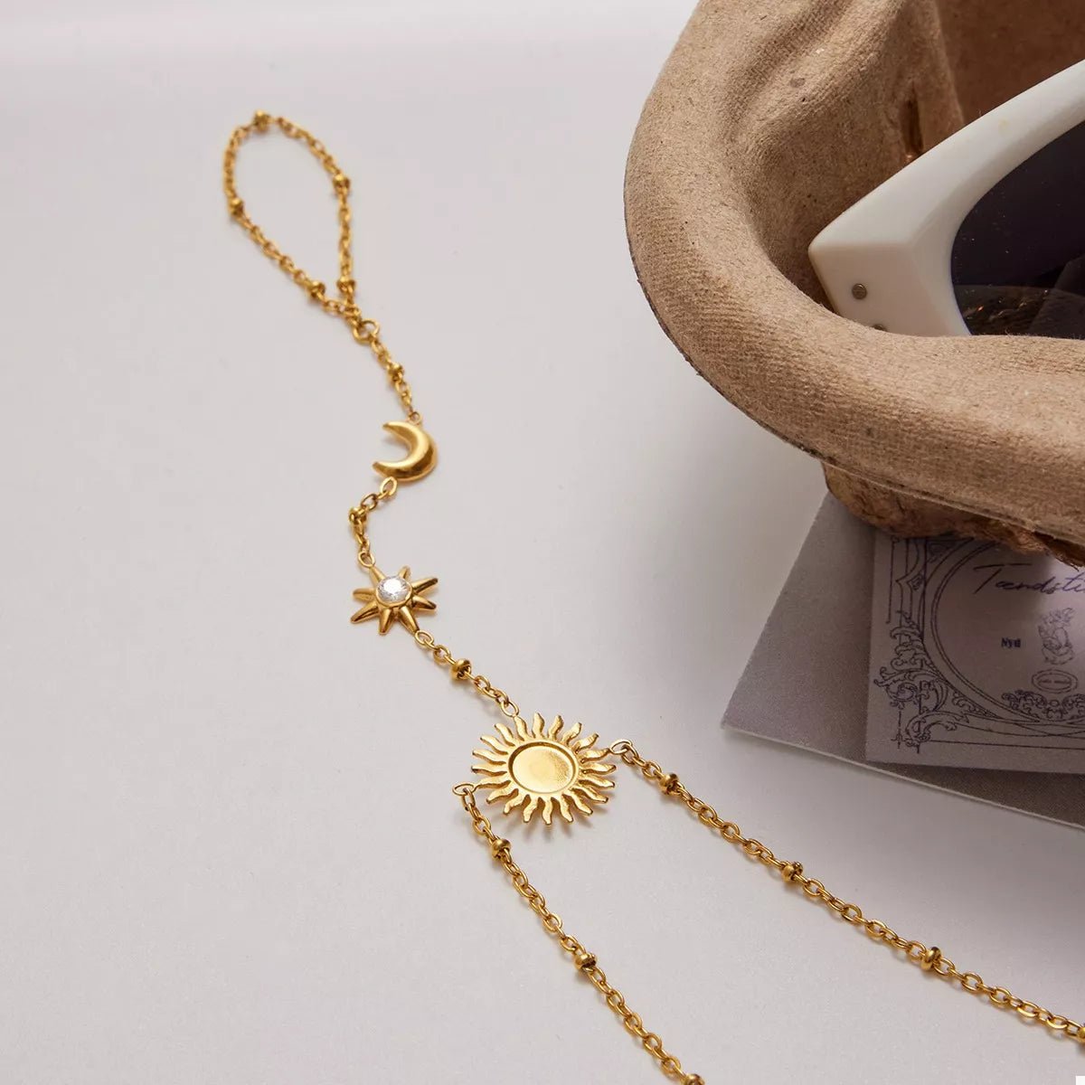 18K Gold - Plated Chain Sun Bracelet – travel - inspired by Aroundtheworldinarush