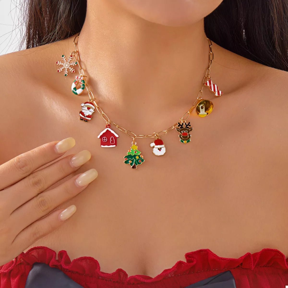 18K Gold - Plated Resin Christmas Theme Necklace – travel - inspired by Aroundtheworldinarush