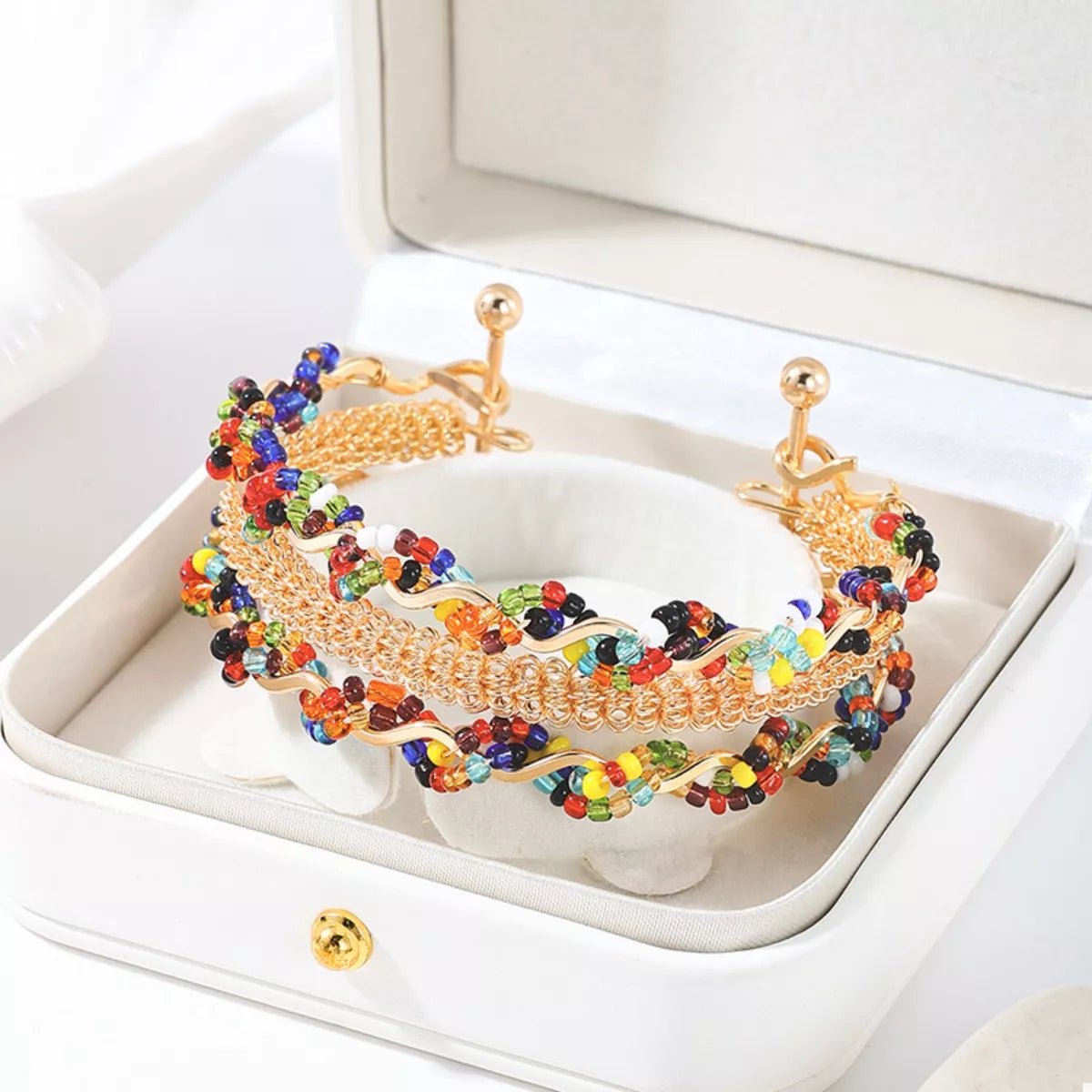 18K Gold - Plated Three Layered Open Bracelet – travel - inspired by Aroundtheworldinarush