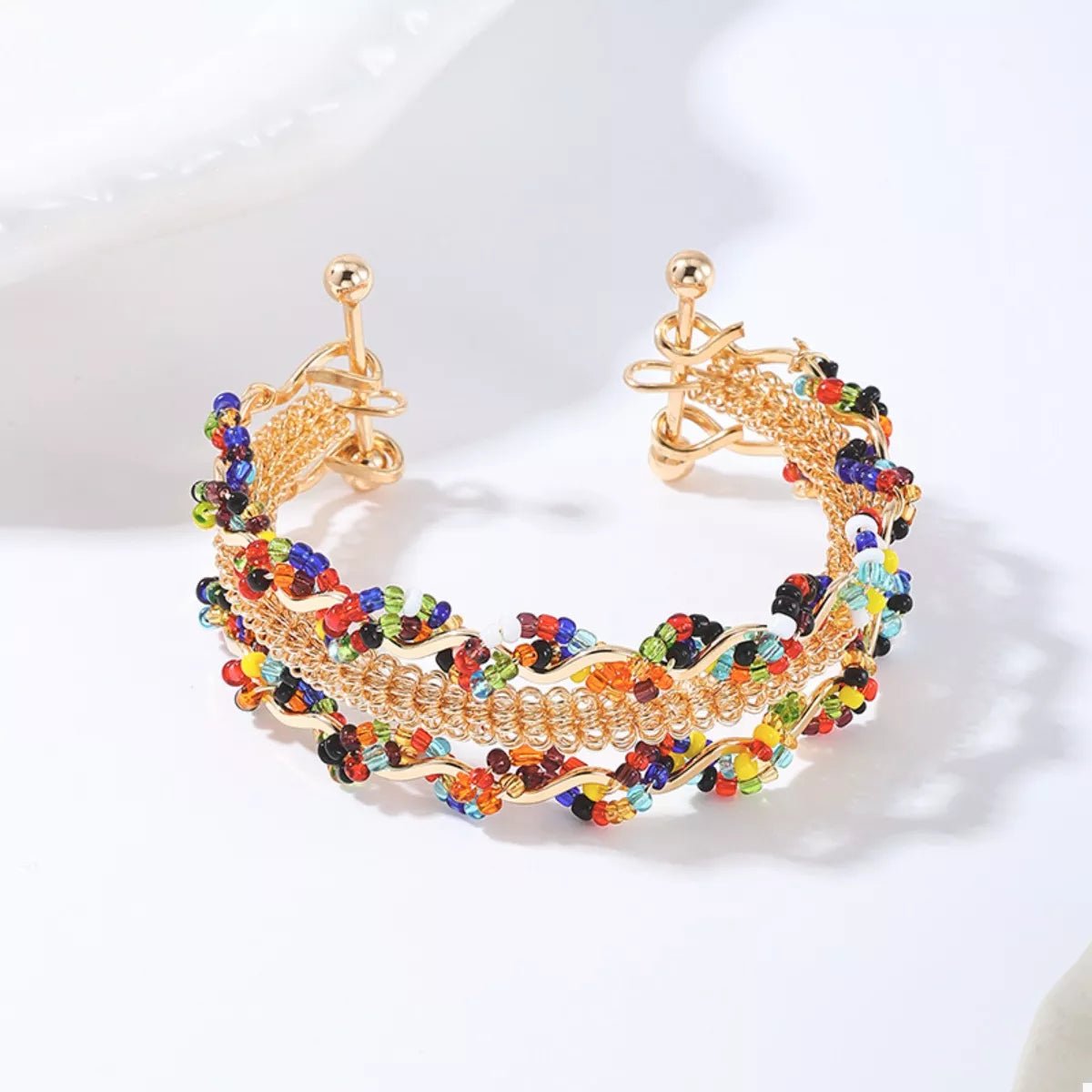 18K Gold - Plated Three Layered Open Bracelet – travel - inspired by Aroundtheworldinarush