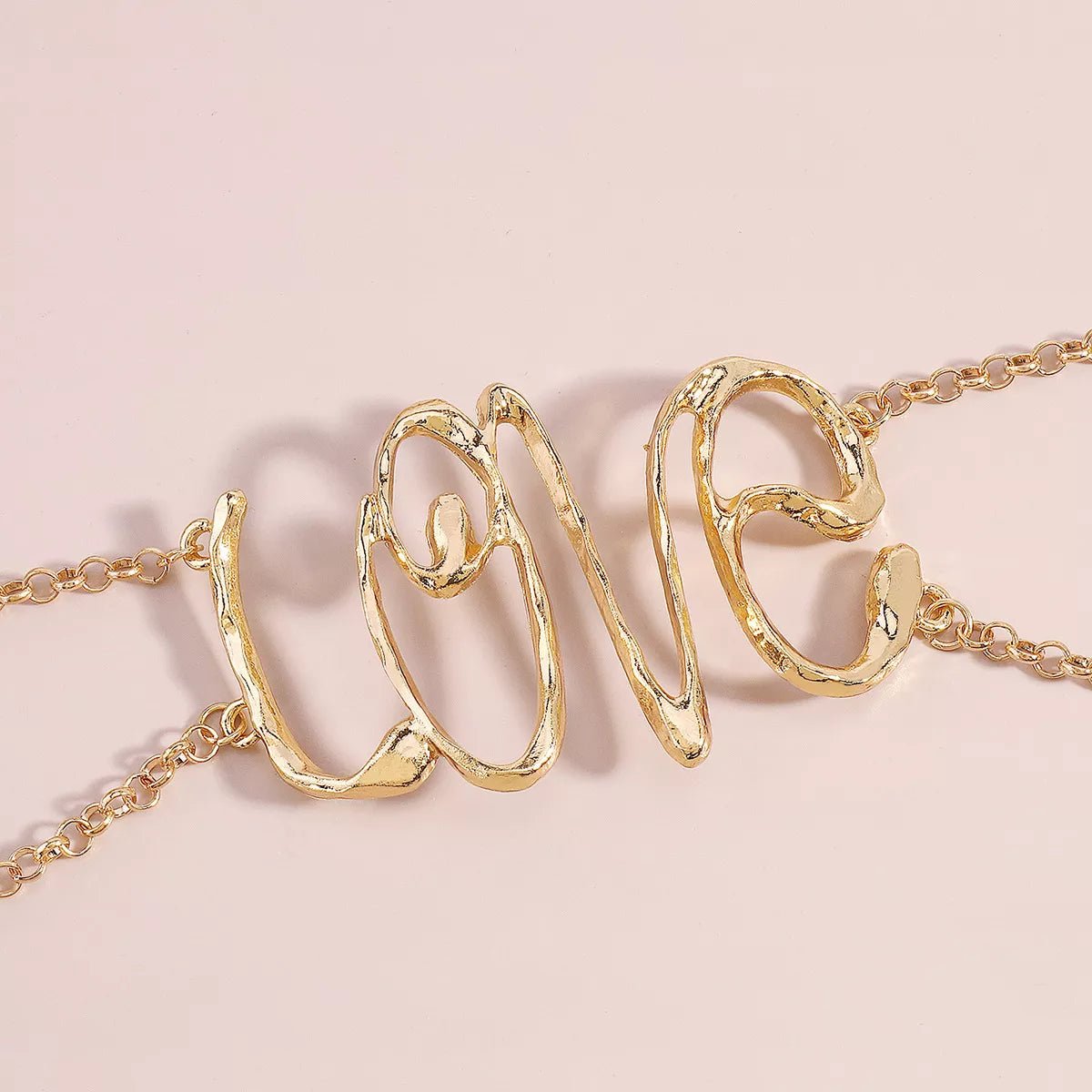 Gold Wire Love Script Statement Necklace – travel - inspired by Aroundtheworldinarush