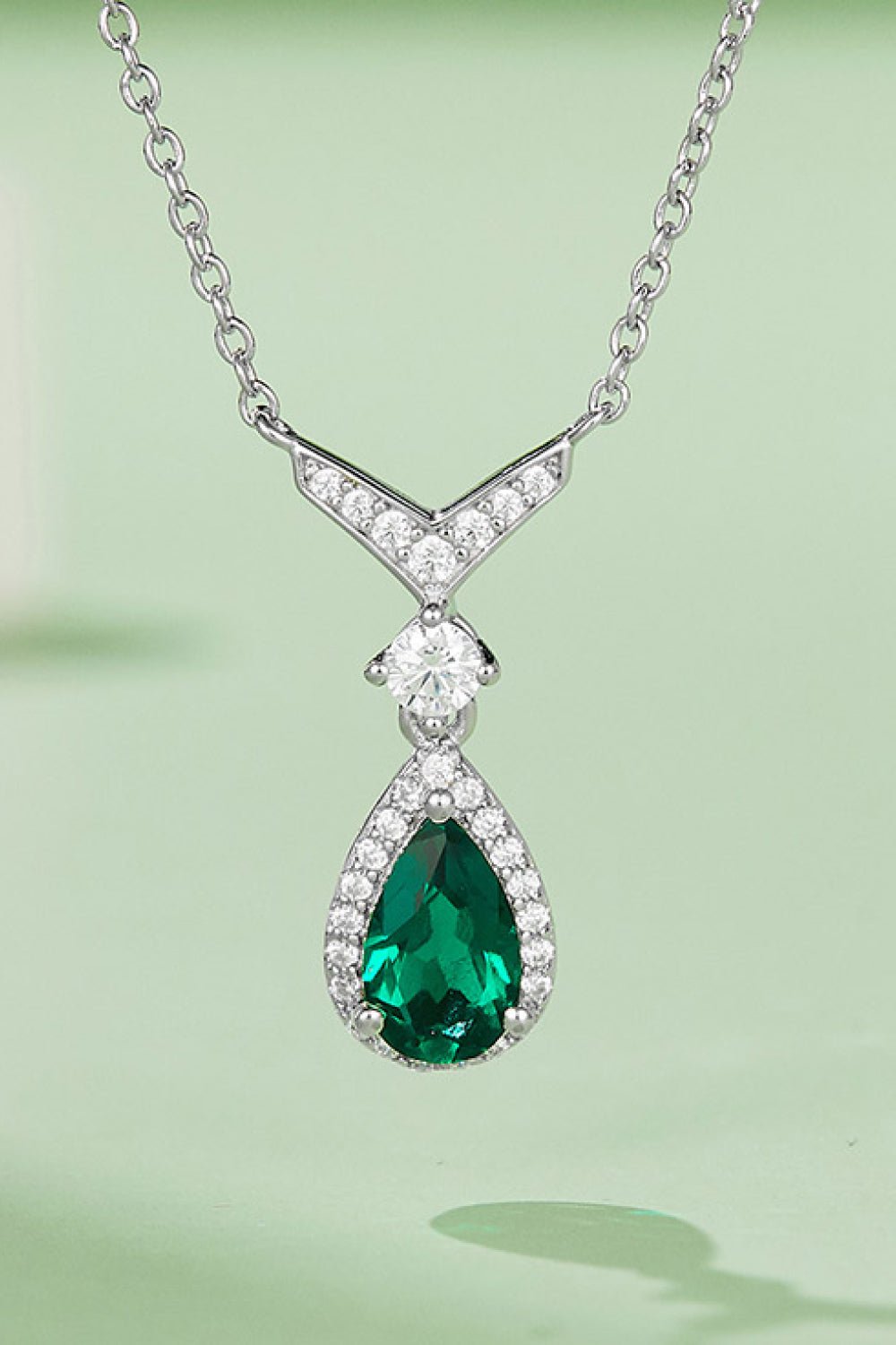 Lab - Grown Emerald Teardrop Necklace – travel - inspired by Aroundtheworldinarush