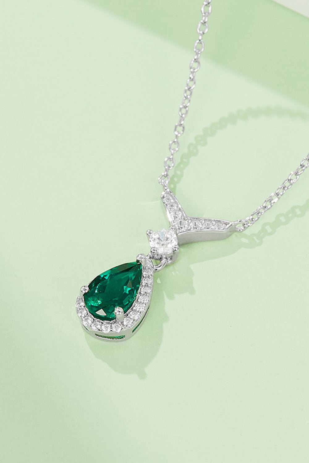 Lab - Grown Emerald Teardrop Necklace – travel - inspired by Aroundtheworldinarush