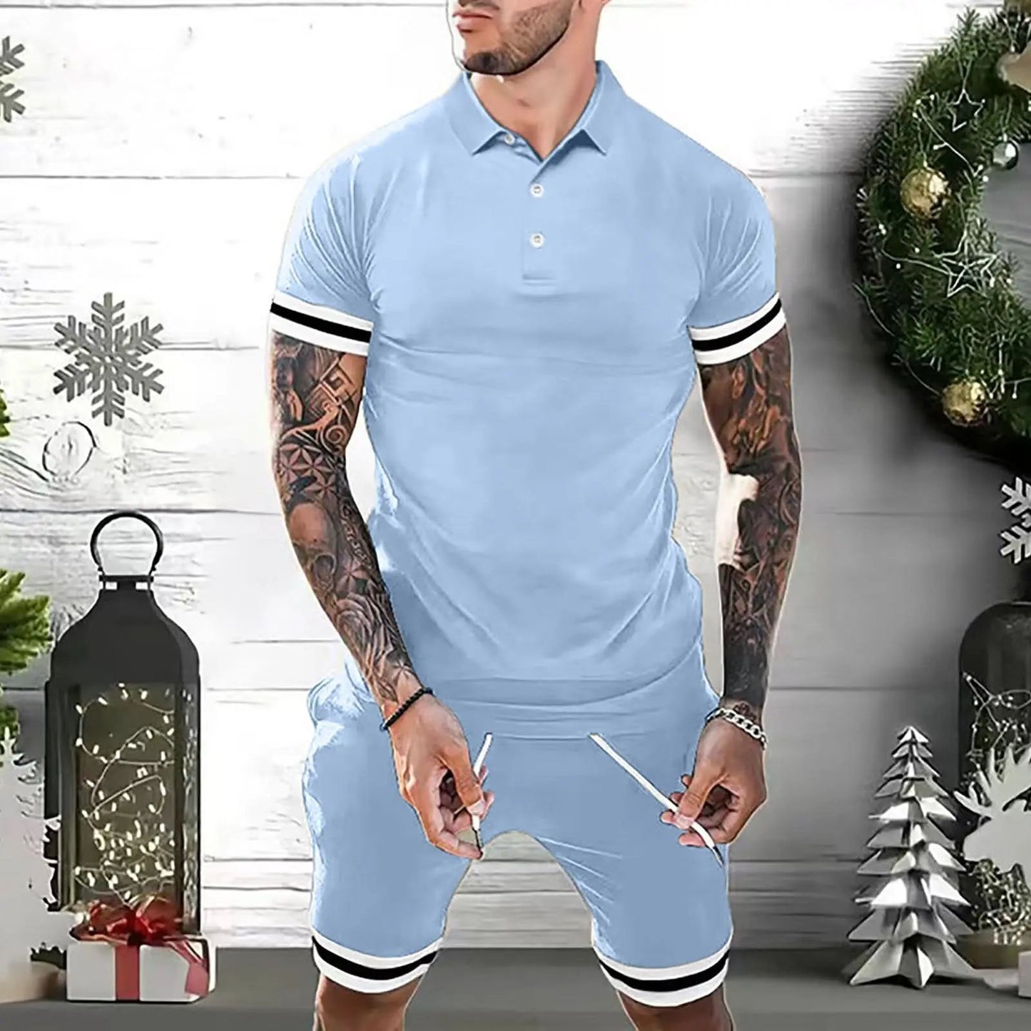 Mens Short Sets 2 Piece Outfits Polo Shirt Fashion Summer Tracksuits Casual Set Short Sleeve And Shorts Set For Men – travel - inspired 4 by Aroundtheworldinarush