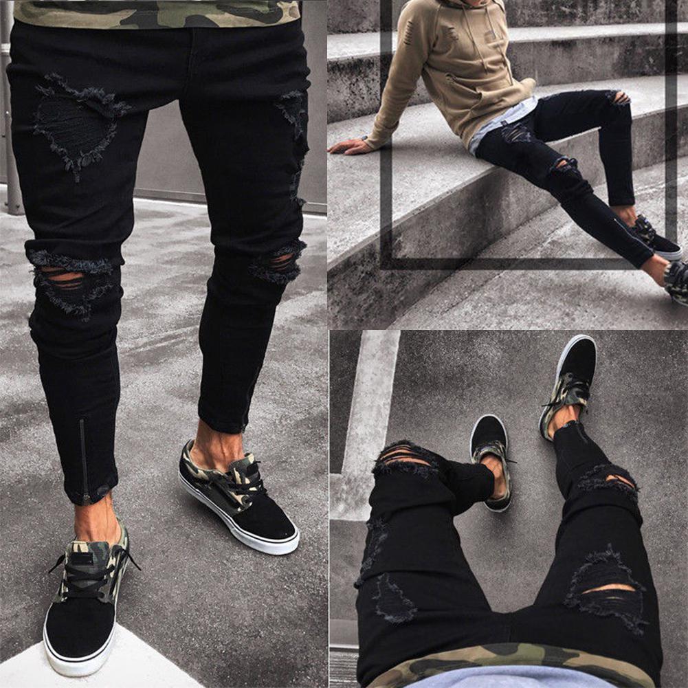 Pants Jeans For Men Trousers Long Basic Broken Clothes – travel - inspired 0 by Aroundtheworldinarush