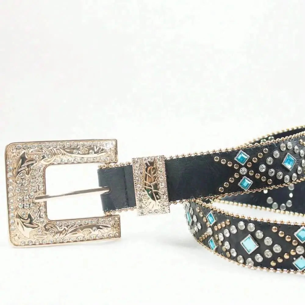 Rhinestone PU Leather Belt – travel - inspired by Aroundtheworldinarush