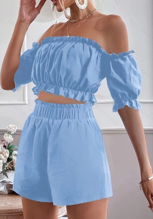 Two Pieces Of Short Sleeve Shorts For Women – travel - inspired 4 by Aroundtheworldinarush