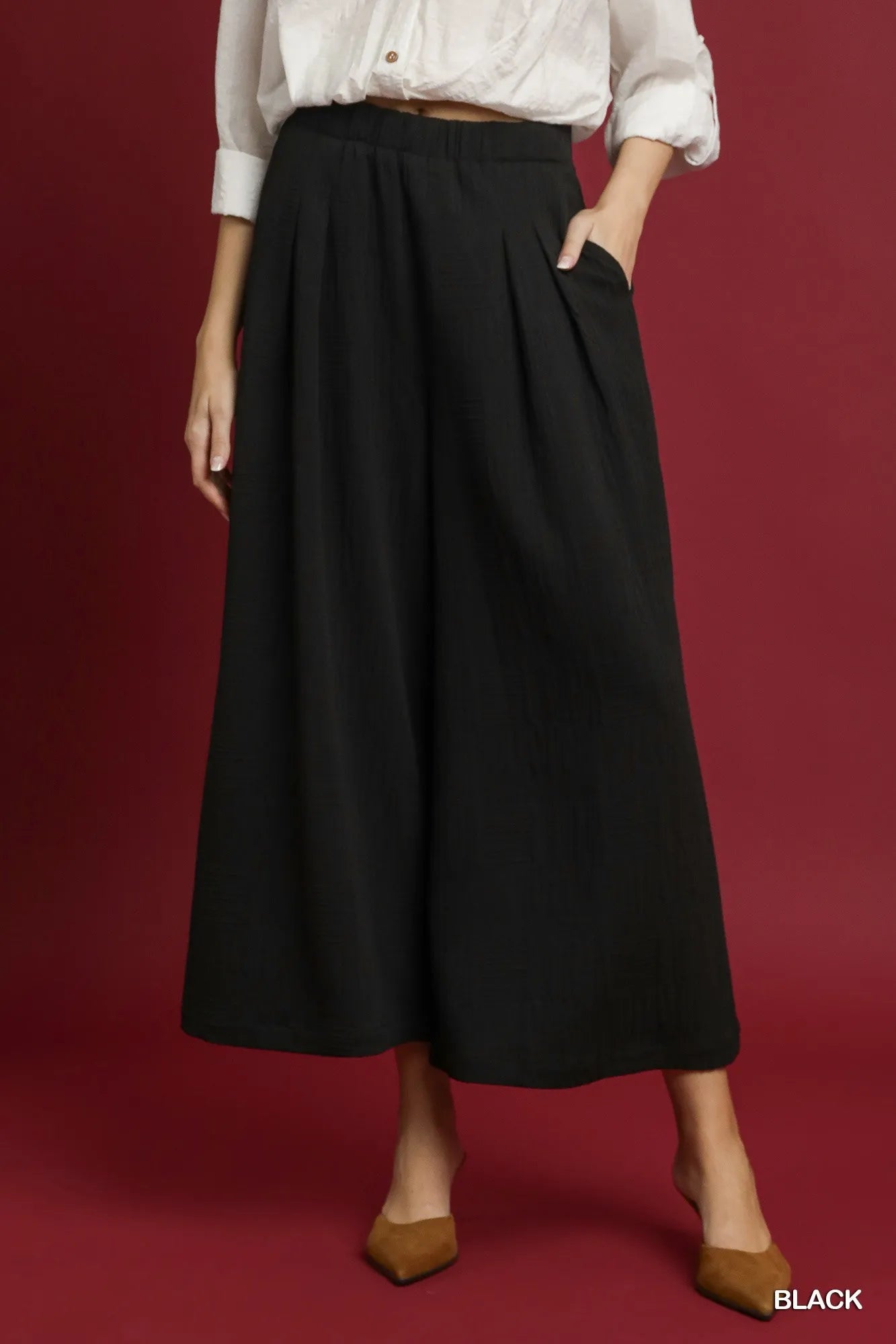 Umgee Elastic Waist Wide Leg Pants – travel - inspired by Aroundtheworldinarush