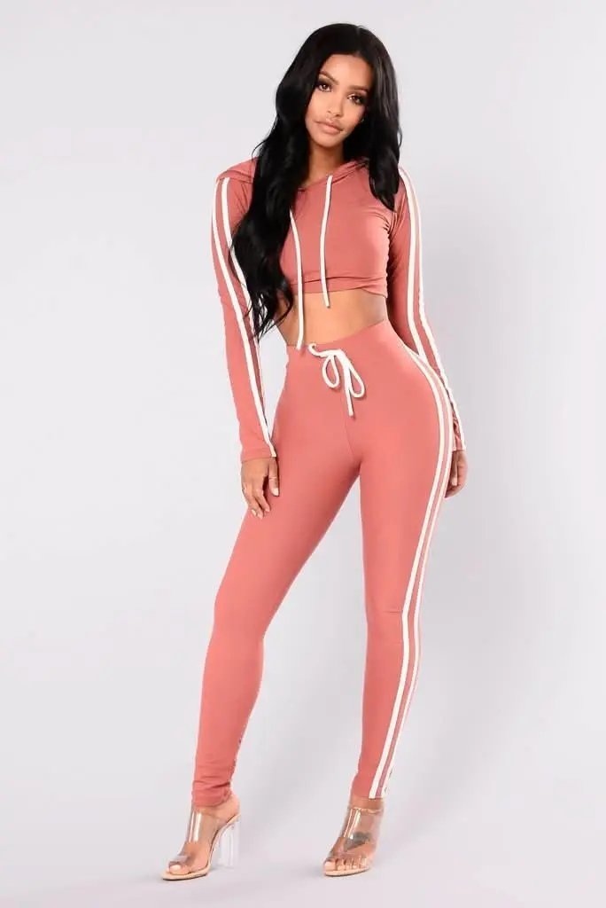 Women Ladies Tracksuit Crop Top Hoodies Sweatshirt Pants Sets Slim Wear Casual Suit – travel - inspired 0 by Aroundtheworldinarush