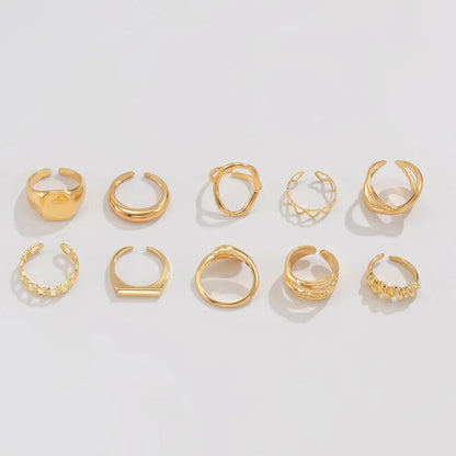 10 - Piece Alloy Geometric Ring – travel - inspired by Aroundtheworldinarush