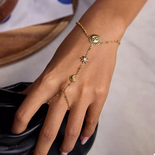 18K Gold - Plated Chain Sun Bracelet – travel - inspired by Aroundtheworldinarush