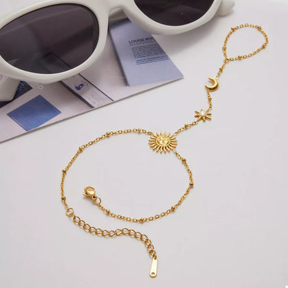 18K Gold - Plated Chain Sun Bracelet – travel - inspired by Aroundtheworldinarush