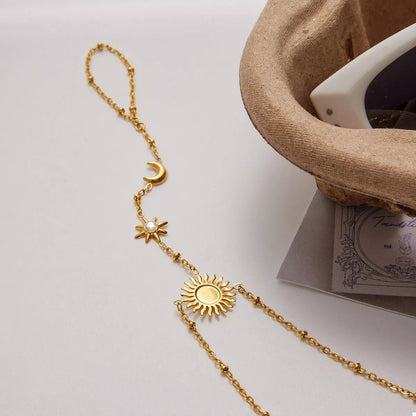 18K Gold - Plated Chain Sun Bracelet – travel - inspired by Aroundtheworldinarush
