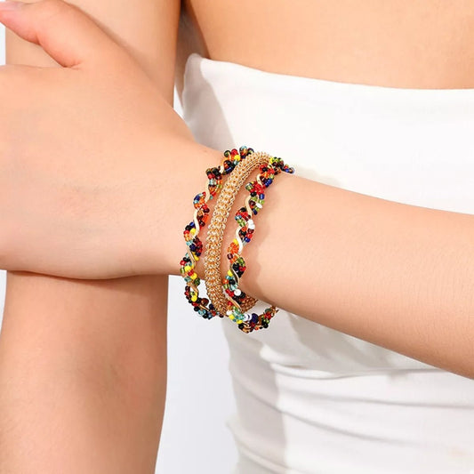 18K Gold - Plated Three Layered Open Bracelet – travel - inspired by Aroundtheworldinarush