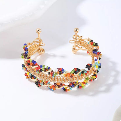 18K Gold - Plated Three Layered Open Bracelet – travel - inspired by Aroundtheworldinarush