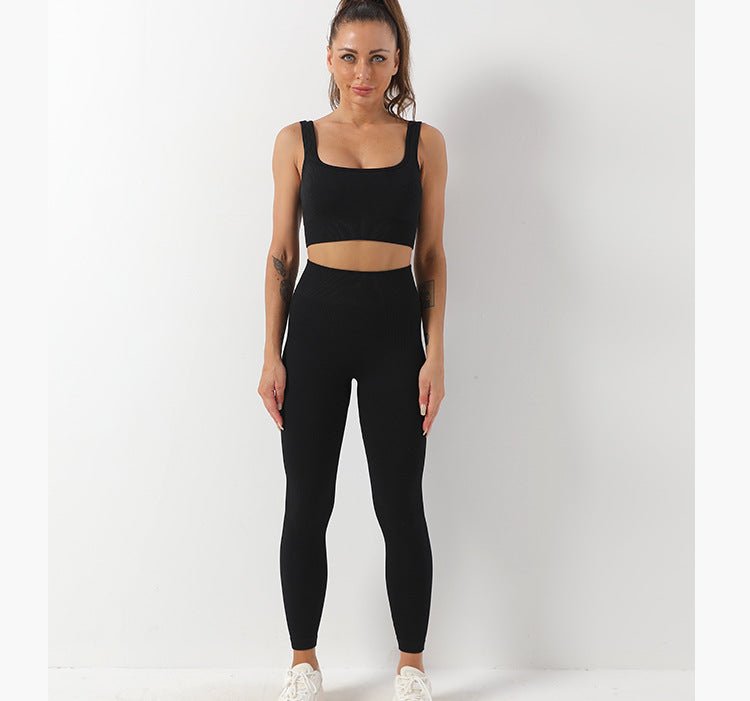 2pcs Thread Yoga Suit Seamless Bra And Butt Lifting High Waist Leggings Set For Women Sports Fitness Yoga Pants Sportswear Outfits Clothing – travel - inspired 4 by Aroundtheworldinarush