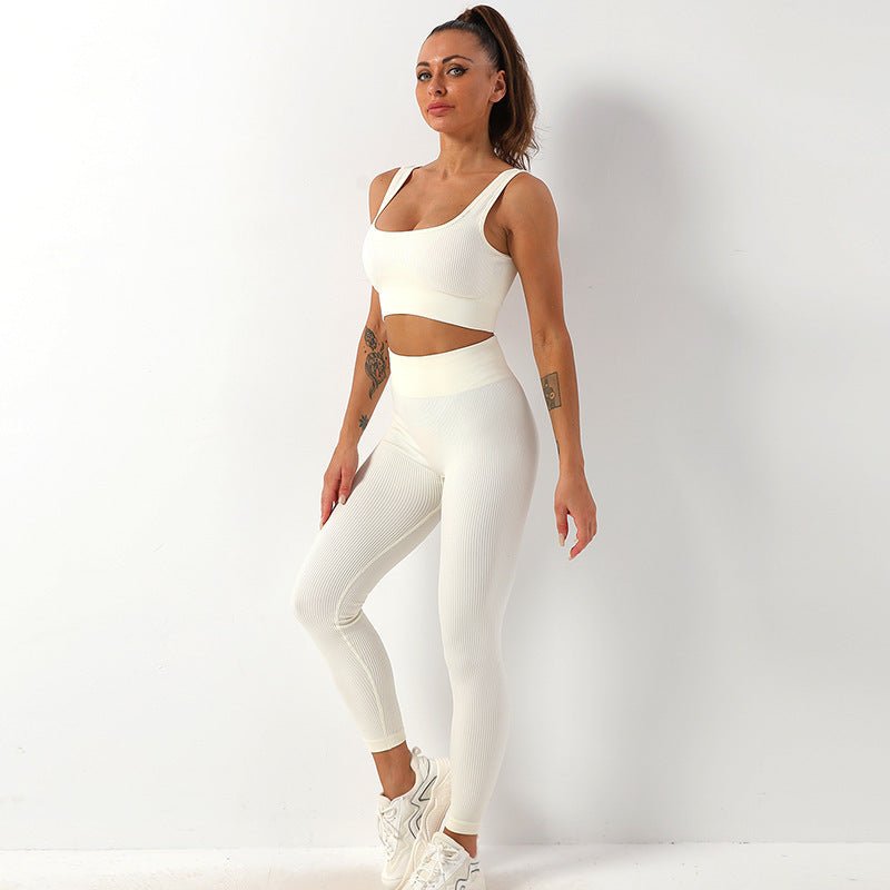 2pcs Thread Yoga Suit Seamless Bra And Butt Lifting High Waist Leggings Set For Women Sports Fitness Yoga Pants Sportswear Outfits Clothing – travel - inspired 4 by Aroundtheworldinarush