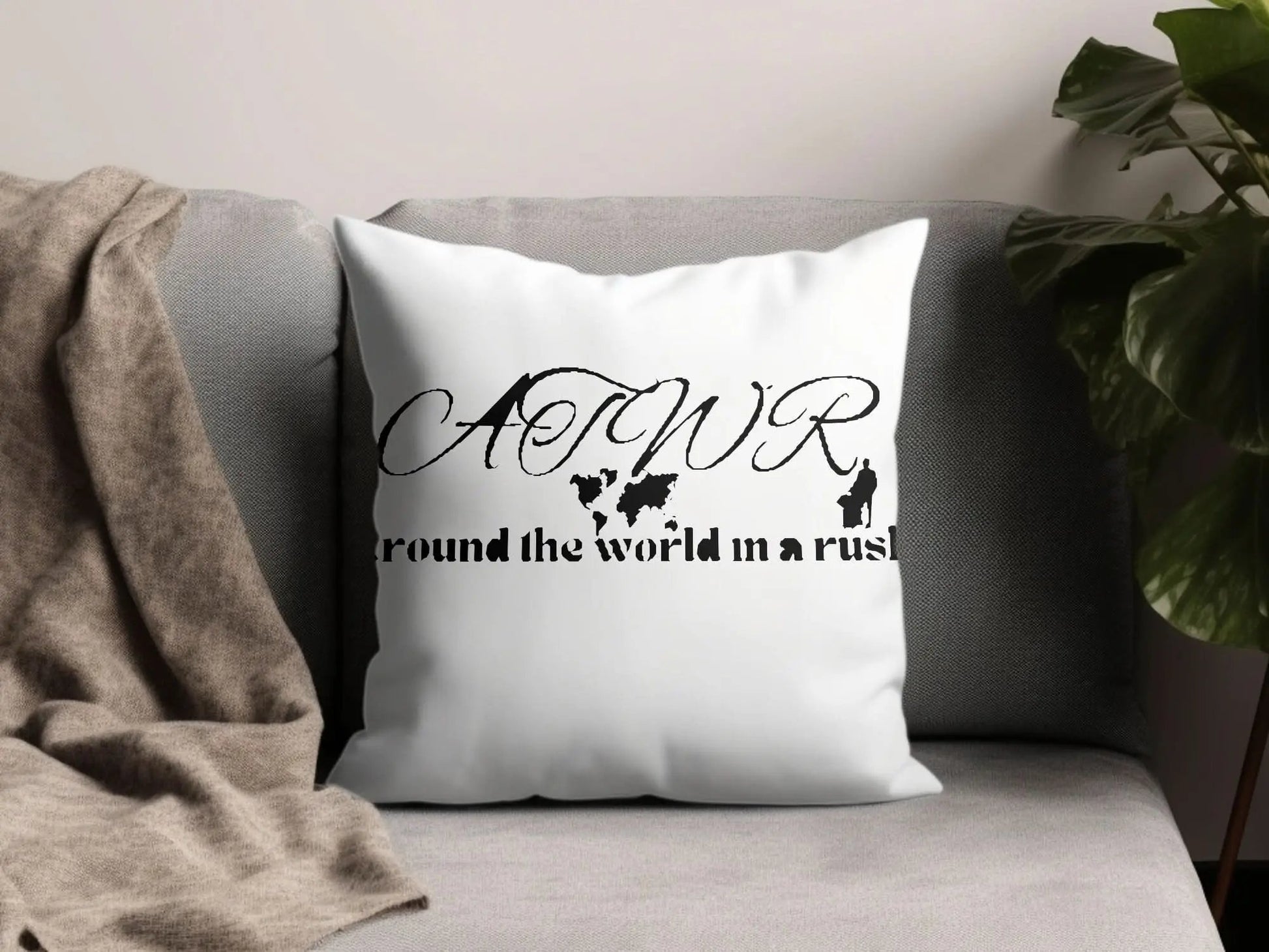 ATWIAR Logo — 16×16 Throw Pillow – travel - inspired by Aroundtheworldinarush