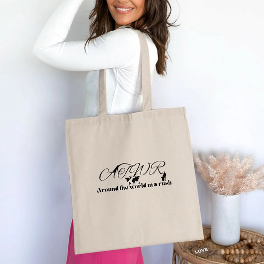ATWIAR Logo — Canvas Tote Bag (Natural) – travel - inspired by Aroundtheworldinarush