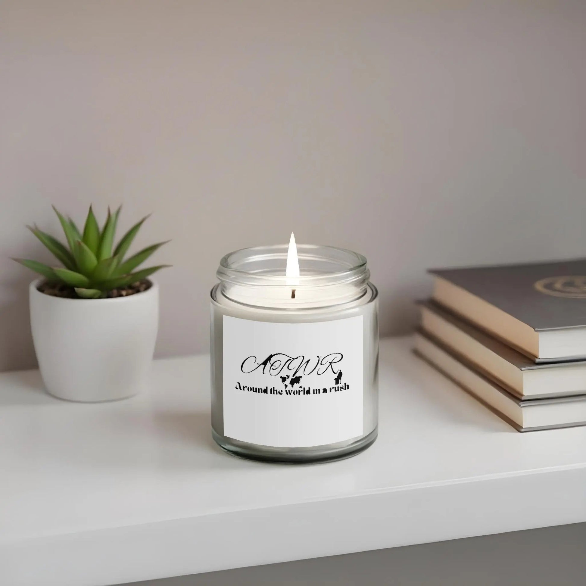 ATWIAR Logo — Scented Candle (4oz Coconut - Apricot Wax) – travel - inspired by Aroundtheworldinarush