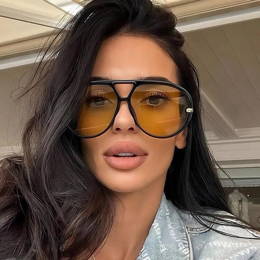 Aviator Fashion Sunglasses with Yellow Tinted Lenses – travel - inspired by Aroundtheworldinarush