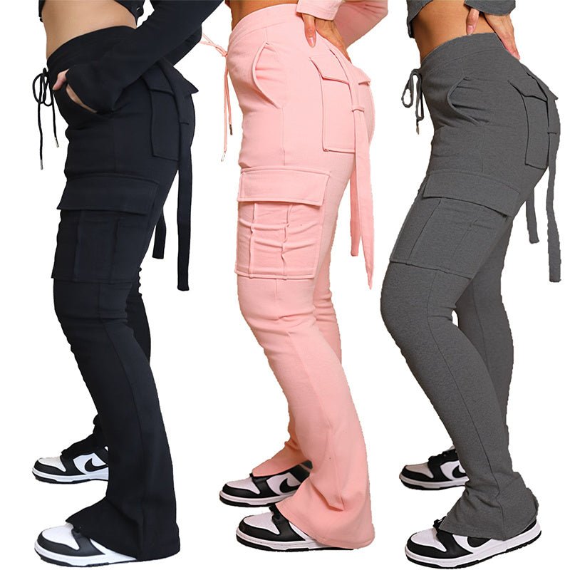 Cargo Pants With Pockets High Waist Drawstring Wide Leg Straight Trousers For Women Overalls – travel - inspired 0 by Aroundtheworldinarush