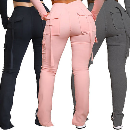 Cargo Pants With Pockets High Waist Drawstring Wide Leg Straight Trousers For Women Overalls – travel - inspired 0 by Aroundtheworldinarush