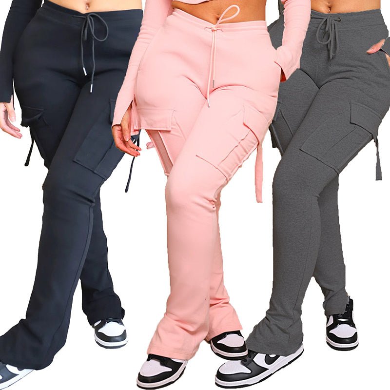 Cargo Pants With Pockets High Waist Drawstring Wide Leg Straight Trousers For Women Overalls – travel - inspired 0 by Aroundtheworldinarush