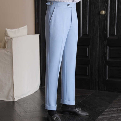 Casual High - waisted Men's Non - ironing Elastic Hanging Pants Naples Solid Color Dress Pants – travel - inspired 0 by Aroundtheworldinarush