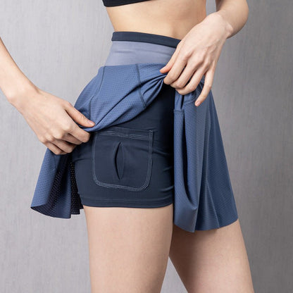 Cloud Hide Women Tennis Skirts Running Golf Badmintion Pantskirt Sports Gym Fitness Shorts Phone Pocket High Waist Sport Skort – travel - inspired 0 by Aroundtheworldinarush