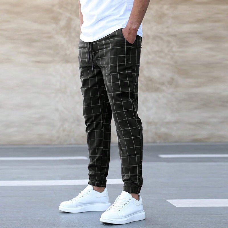 Fashion Plaid Print Pants Casual Drawstring Trousers Men's Clothing – travel - inspired 0 by Aroundtheworldinarush