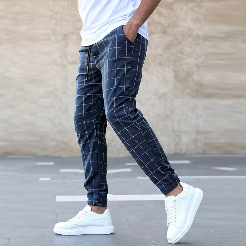 Fashion Plaid Print Pants Casual Drawstring Trousers Men's Clothing – travel - inspired 0 by Aroundtheworldinarush