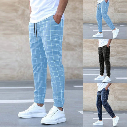 Fashion Plaid Print Pants Casual Drawstring Trousers Men's Clothing – travel - inspired 0 by Aroundtheworldinarush