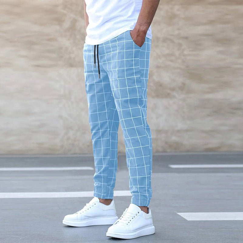 Fashion Plaid Print Pants Casual Drawstring Trousers Men's Clothing – travel - inspired 0 by Aroundtheworldinarush