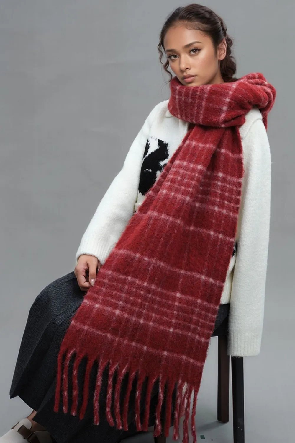 Fringe Plaid Thermal Scarf – travel - inspired by Aroundtheworldinarush