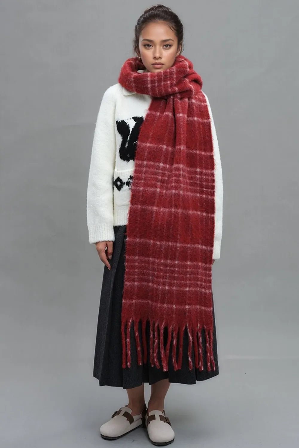 Fringe Plaid Thermal Scarf – travel - inspired by Aroundtheworldinarush