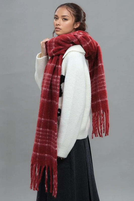 Fringe Plaid Thermal Scarf – travel - inspired by Aroundtheworldinarush