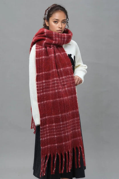 Fringe Plaid Thermal Scarf – travel - inspired by Aroundtheworldinarush