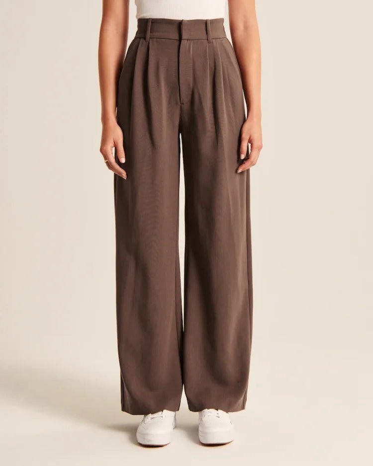 High Waist Straight Trousers With Pockets Wide Leg Casual Pants For Women – travel - inspired 0 by Aroundtheworldinarush
