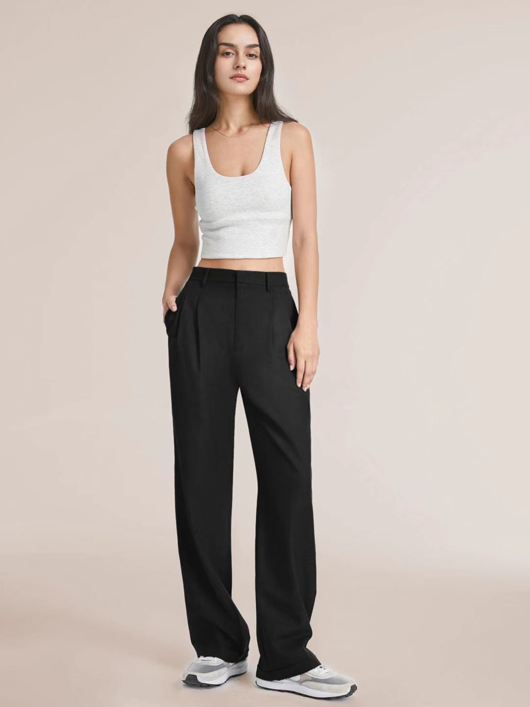 High Waist Straight Trousers With Pockets Wide Leg Casual Pants For Women – travel - inspired 0 by Aroundtheworldinarush