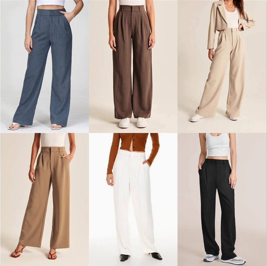 High Waist Straight Trousers With Pockets Wide Leg Casual Pants For Women – travel - inspired 0 by Aroundtheworldinarush